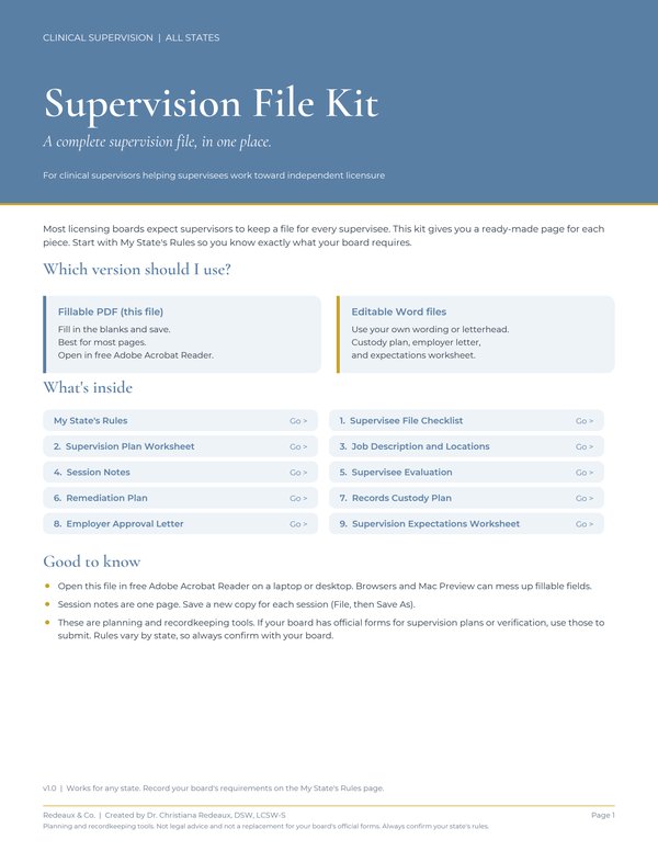 Supervision File Kit cover page