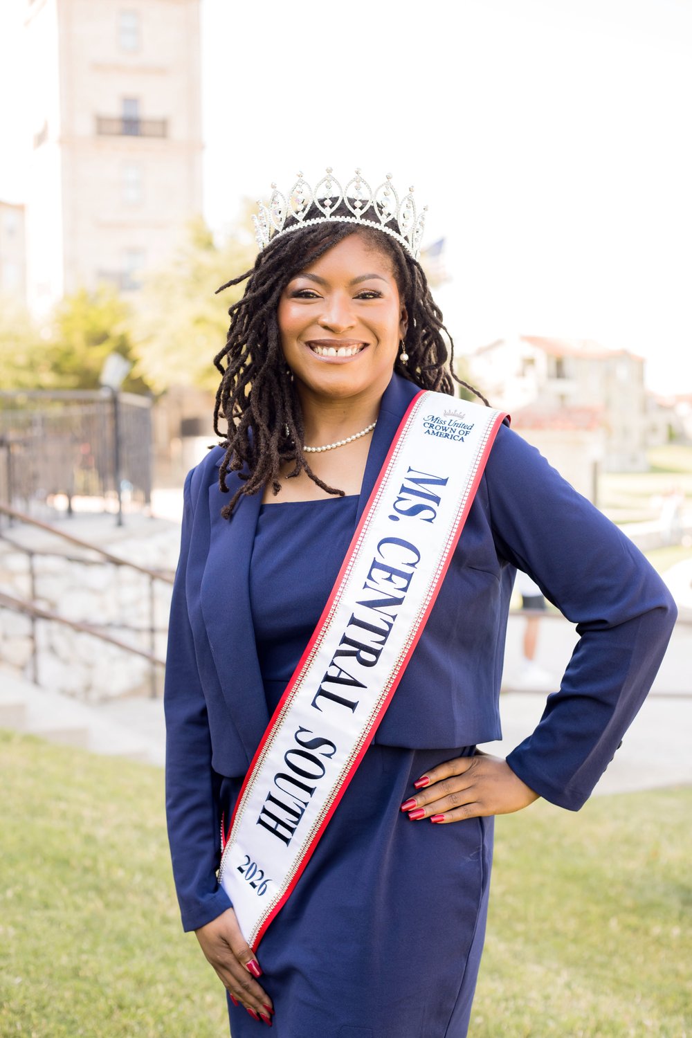 Dr. Christiana Redeaux wearing her Ms. Central South crown and sash